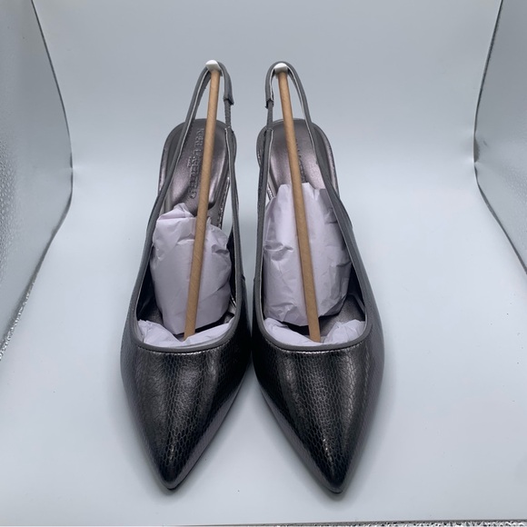 NWB Karl Lagerfeld  Rosalyn Slingback Pump dark slate snake print 9.5 M EU 40.5 - Picture 6 of 10